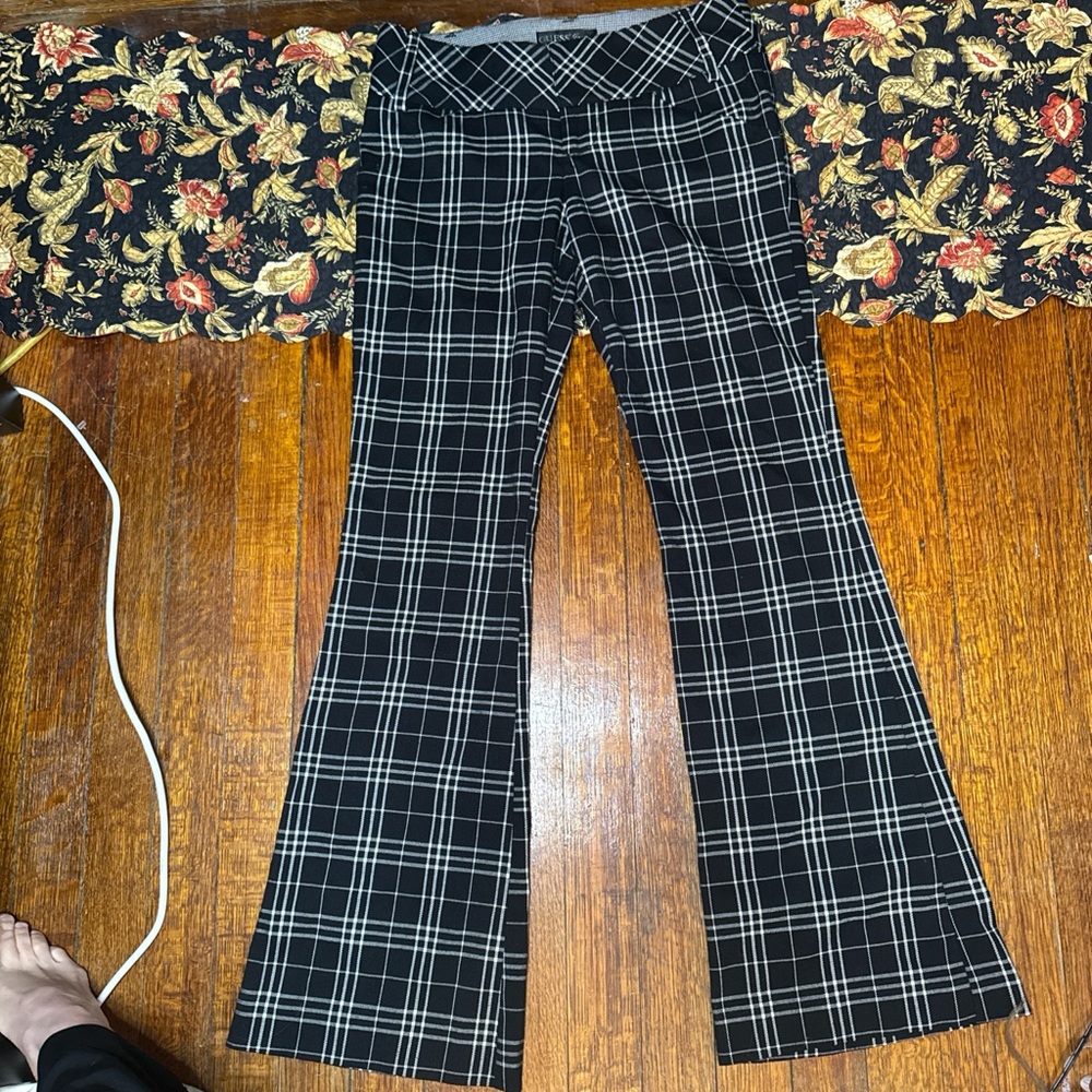 GUESS Black and White Checkered pants